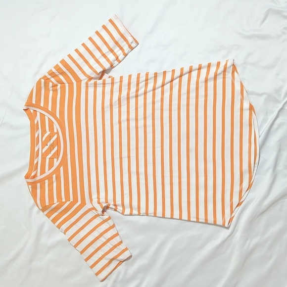 Banana Republic Short Sleeve Striped Top, Color White/Orange Size L - Picture 1 of 13